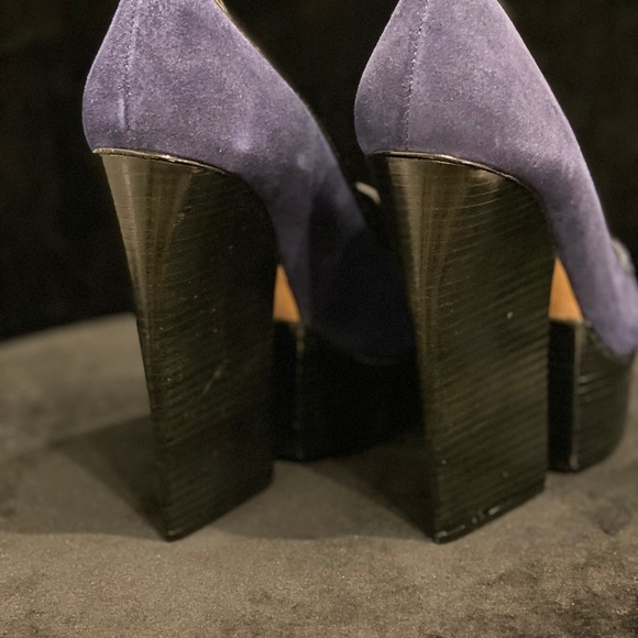 ALICE + OLIVIA Suede Platform Wedge Loafer - Navy - Picture 5 of 13